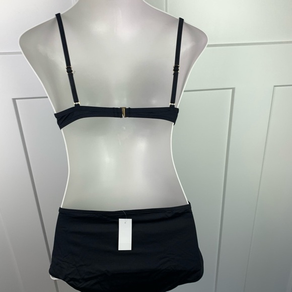 NWT Ann Taylor LOFT LARGE Black Bikini Swim Suit High Rise Underwire - Picture 4 of 6